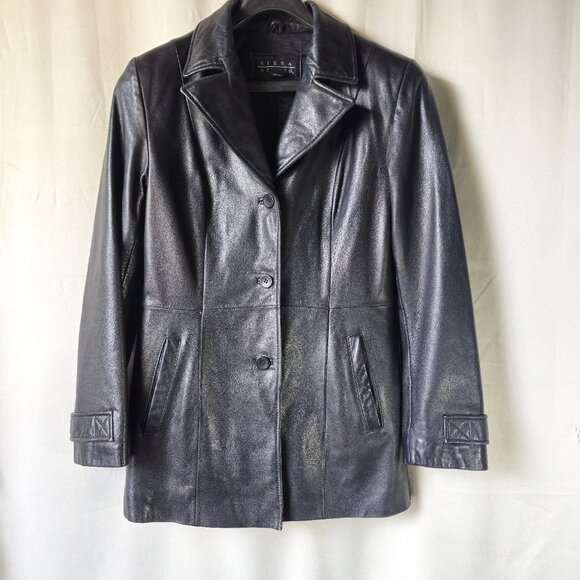 Siena Studio 100% Genuine Leather Lined Black Jacket size M - Picture 1 of 9
